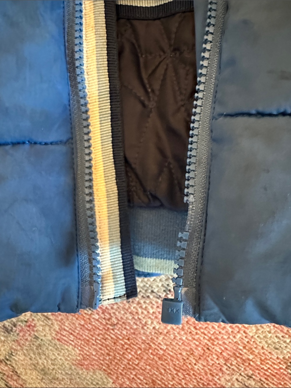 Boden blue shark kids jacket with coral sherpa lining (broken zipper) - Picture 3 of 4